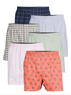 George Men's Size S (28-30) Woven Boxer 6 Pack